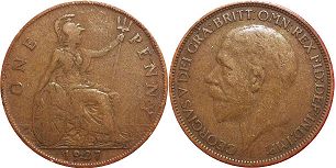 coin UK old 1/2 penny 1927