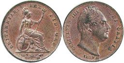 monnaie UK vieille farthing 1831