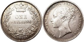 coin UK old shilling 1874
