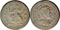 monnaie UK vieille 1 farthing 1720