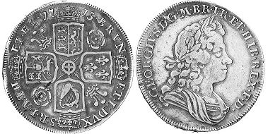 monnaie UK vieille 1/2 couronne 1715