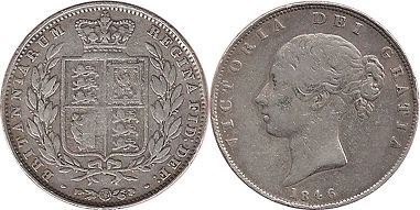 coin Great Britain 1/2 crown 1846