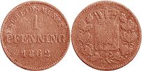 Münze Bayern 1 Pfennig 1862