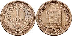 coin Hungary 1 krajczar 1891