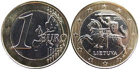 moneta Lituania 1 euro 2015