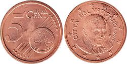 pièce de monnaie Vatican 5 euro cent 2010
