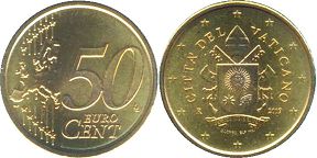 pièce Vatican 50 euro cent 2019