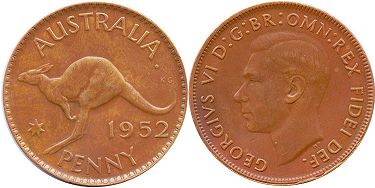 australian coin 1 penny 1952