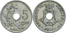 pièce Belgique 5 centimes 1902