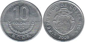 coin Costa Rica 10 colones 2008