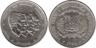 coin Dominican Republic 1/2 peso 1986