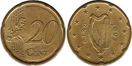moneta Irlanda 20 euro cent 2007