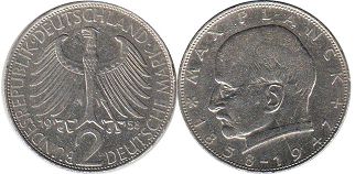 monnaie Allemagne BRD 2 mark 1958