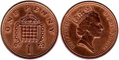 coin Great Britain 1 penny 1986