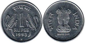 coin India 1 rupee 1993