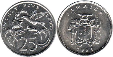 coin Jamaika 25 cents 1984