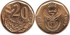 coin South Africa 20 cents 2005