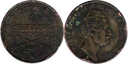 coin Sweden 4 skilling 1849