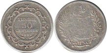 coin Tunisia 50 centimes 1891