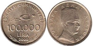 coin Turkey 100000 lira 2000