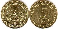 coin Central African States (CFA) 5 francs 2006