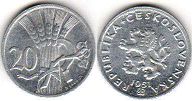 mince Czechoslovakia 20 haleru 1951