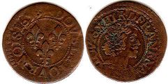 coin France double denier 1638