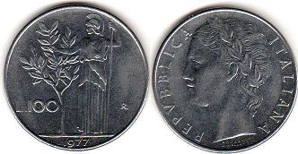 coin Italy 100 lire 1977