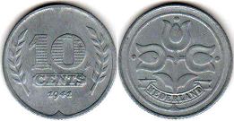 Münze Niederlande 10 Cents 1941