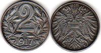 coin Austrian Empire 2 heller 1917