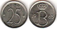 pièce Belgique 25 centimes 1965
