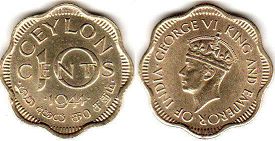 coin Ceylon 10 cents 1944