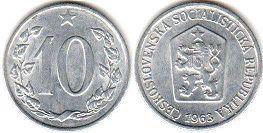 coin Czechoslovakia 10 haleru 1963