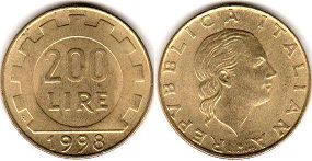 monnaie Italie 200 lire 1998