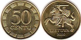 coin Lithuania 50 centu 2000