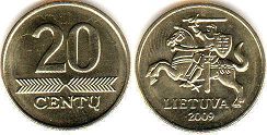 coin Lithuania 20 centu 2009
