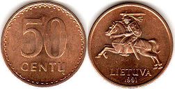 coin Lithuania 50 centu 1991