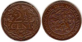 Münze Niederlande 2.5 Cents 1913