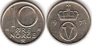 mynt Norge 10 öre 1978