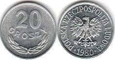 coin Poland 20 groszy 1980