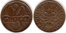 coin Poland 2 grosze 1937