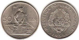 coin Romania 50 bani 1955