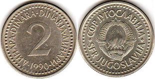coin Yugoslavia 2 dinara 1990