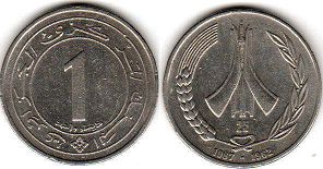 piece 1 dinar Algeria 1987