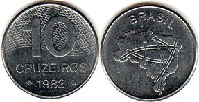 moeda brasil 10 cruzeiros 1982