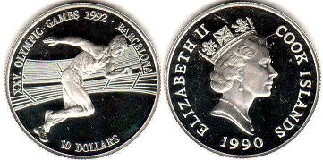 coin Cook Islands 10 dollars 1990