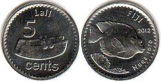 coin Fiji 5 cents 2012