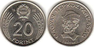 coin Hungary 20 forint 1986