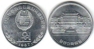 coin North Korea 1 won 1987