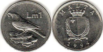 coin Malta 1 lira 1994